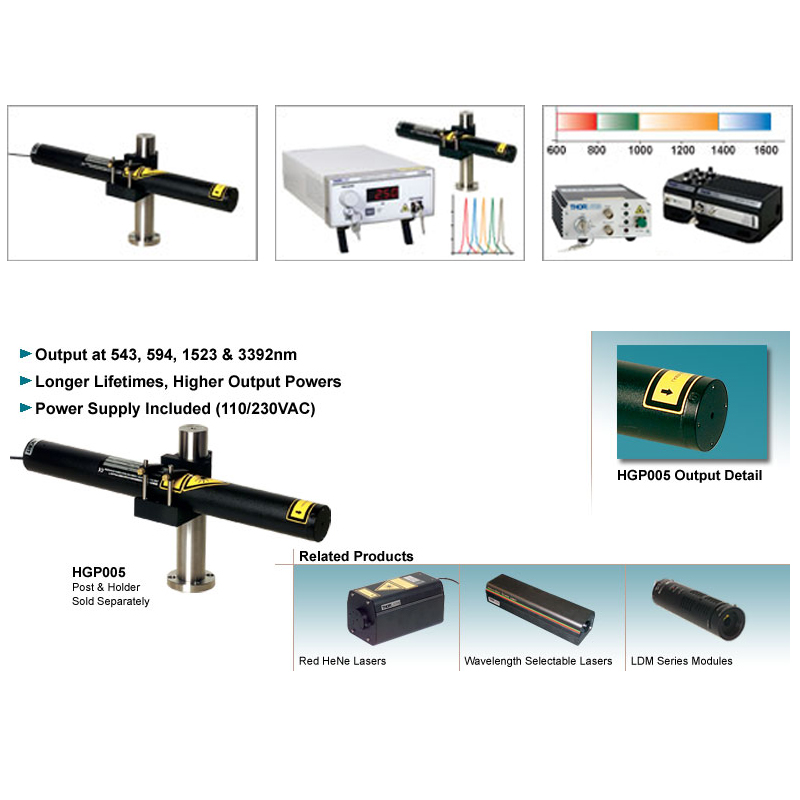 HeNe 激光器 : 绿光，黄光，红外